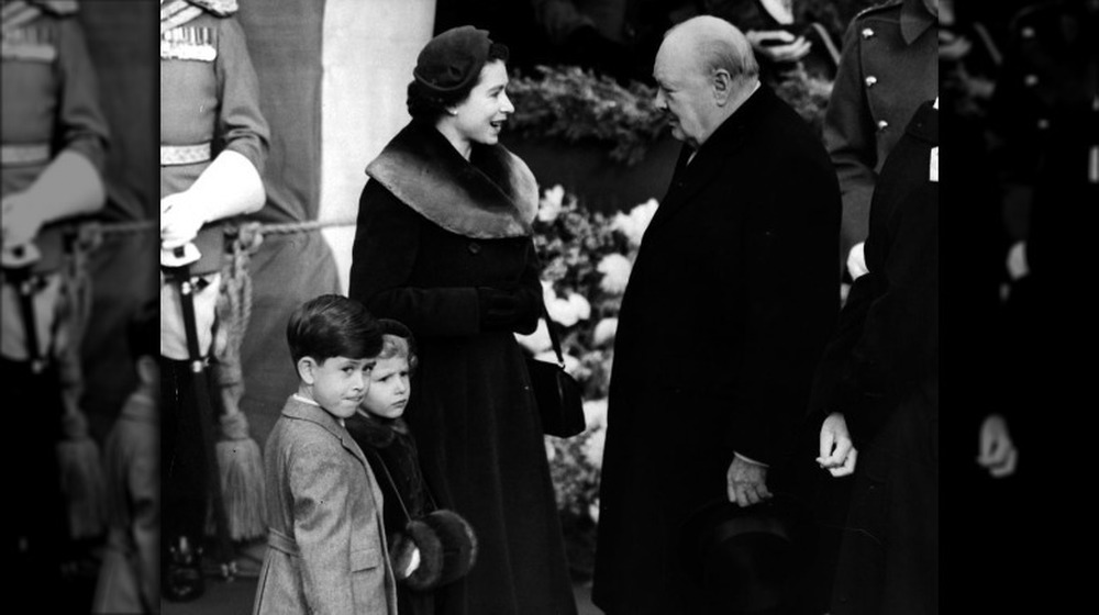 Winston Churchill with Queen Elizabeth in 1953