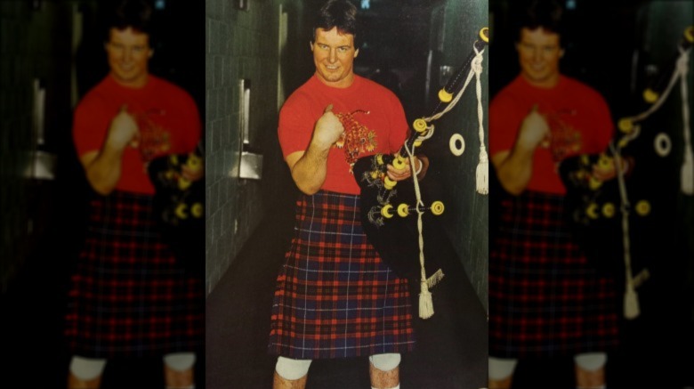 Roddy Piper with bagpipes