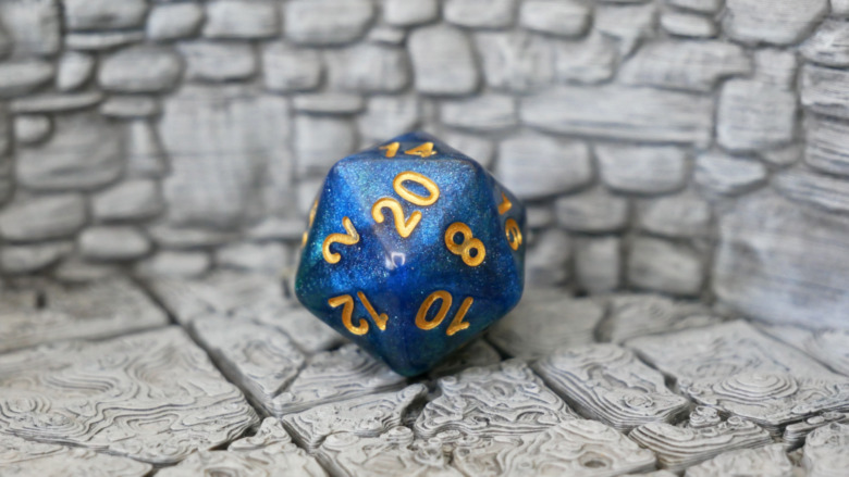 dice on a D&D board