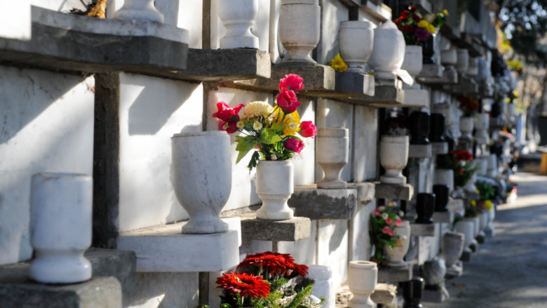 cremation urns on crematory wall