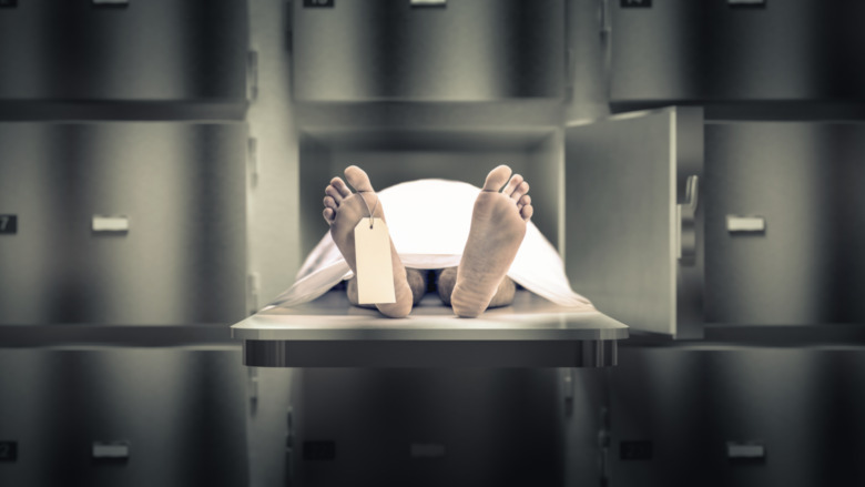 cadaver in morgue with tag on foot