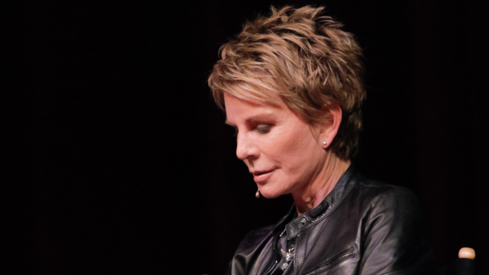 author Patricia Cornwell looking down