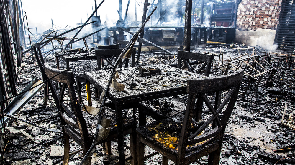 Burned down house