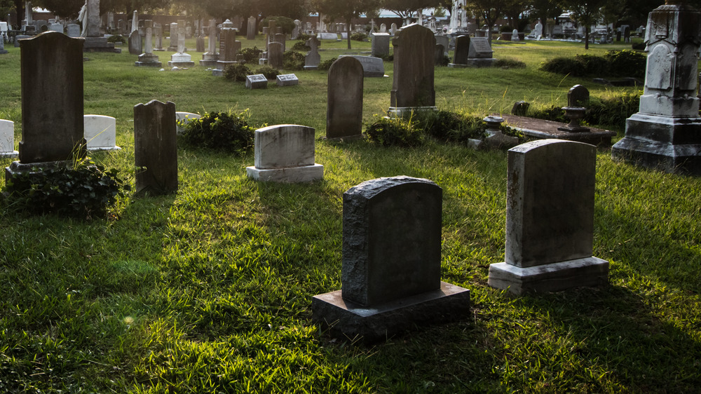 cemetery at dusk