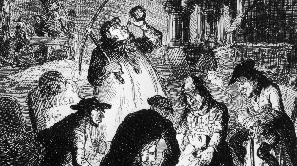 old illustration of grave robbers