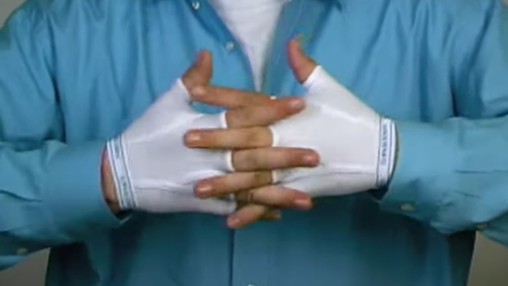 ad showing hands wearing underwear gloves