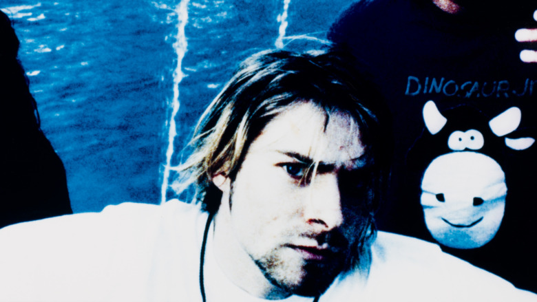 Kurt Cobain in front of a pool