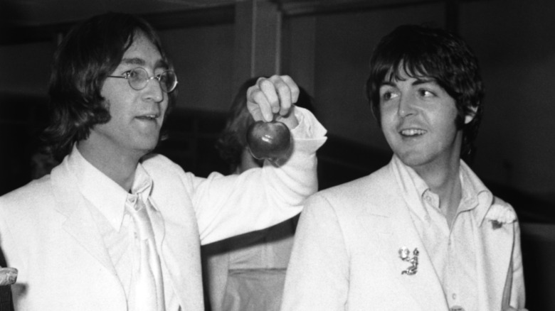 John Lennon Paul McCartney apple monochrome