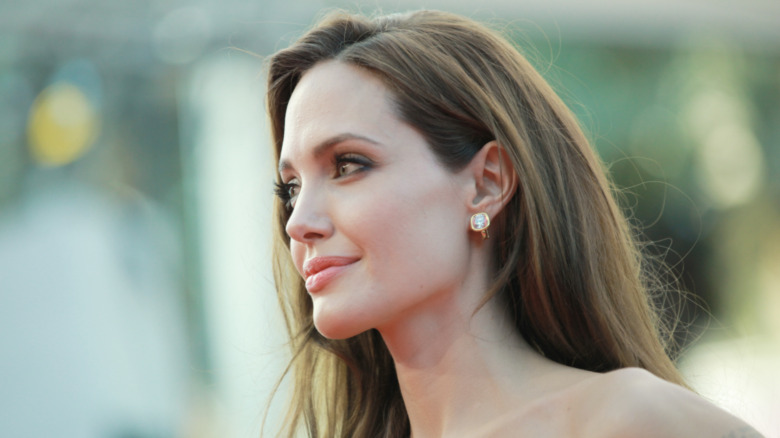 Angelina Jolie looking to the side