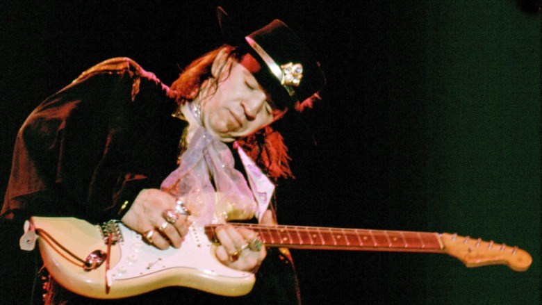 Stevie Ray Vaughan playing guitar