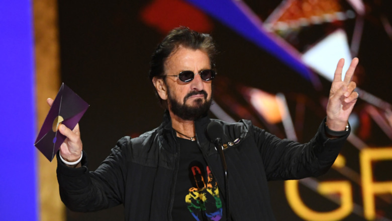 Ringo Starr on stage presenting at the 63rd Annual GRAMMY Awards at Los Angeles Convention Center on March 14, 2021 in Los Angeles, California