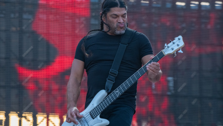 Bassist Robert Trujillo on stage with Metallica