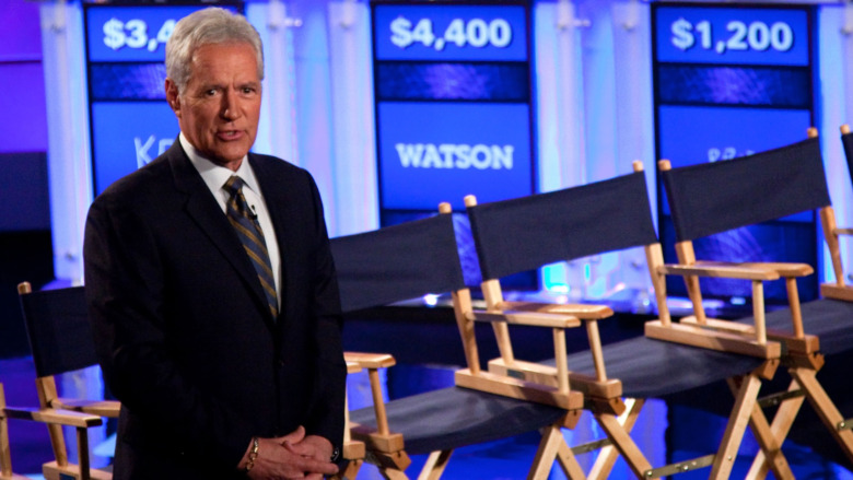 Alex Trebek backstage on Jeopardy 