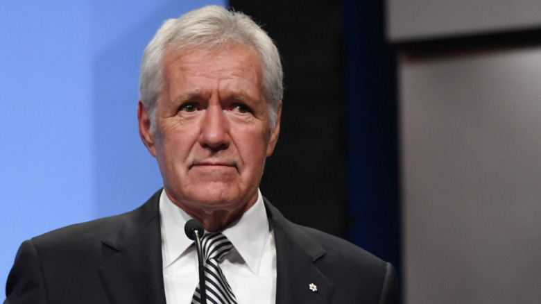 Alex Trebek with concentrated expression