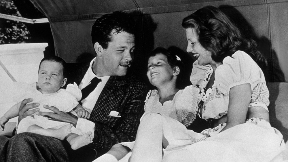 Orson Welles with wife Rita Hayworth and their children
