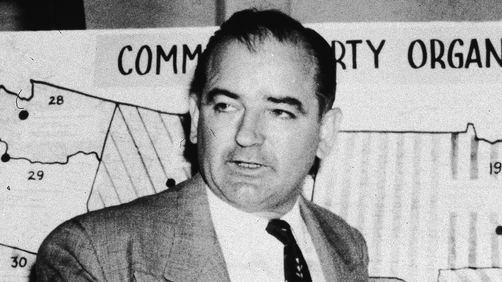 Sen. Joseph McCarthy looking to the side