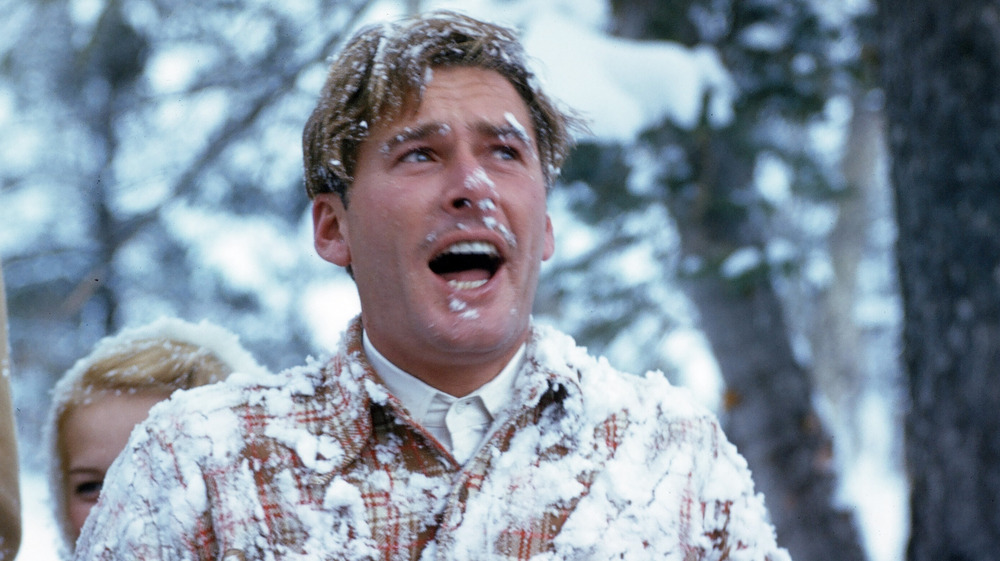 Errol Flynn covered in snow