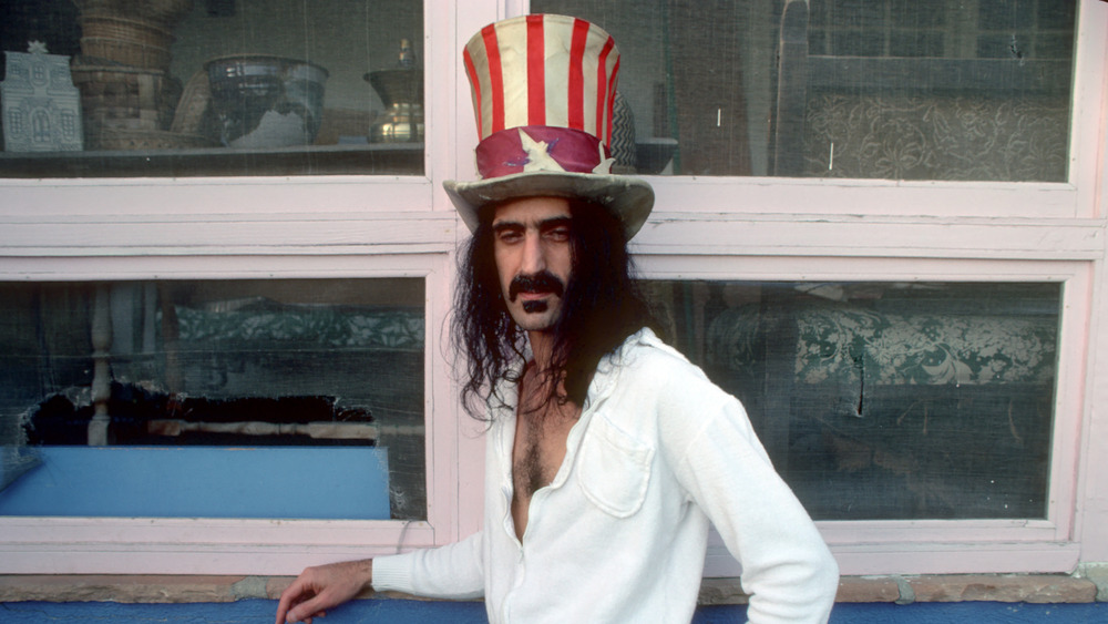 Frank Zappa wearing an Uncle Sam top hat