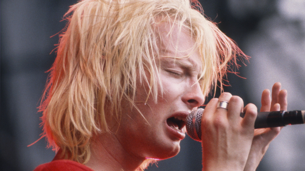 Thom Yorke with long blond hair