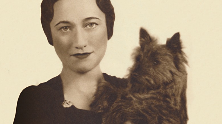 Wallis Simpson holding dog