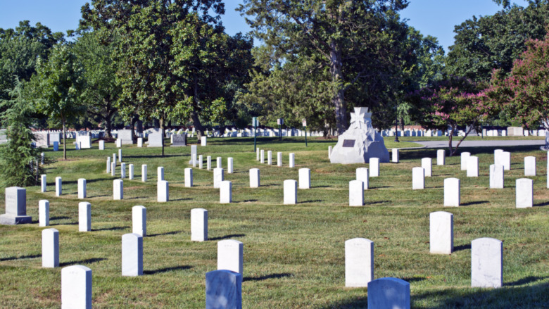 Nurses section with rows of white tombstones