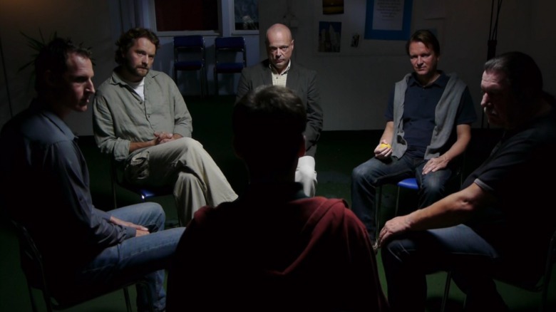 Men in group therapy