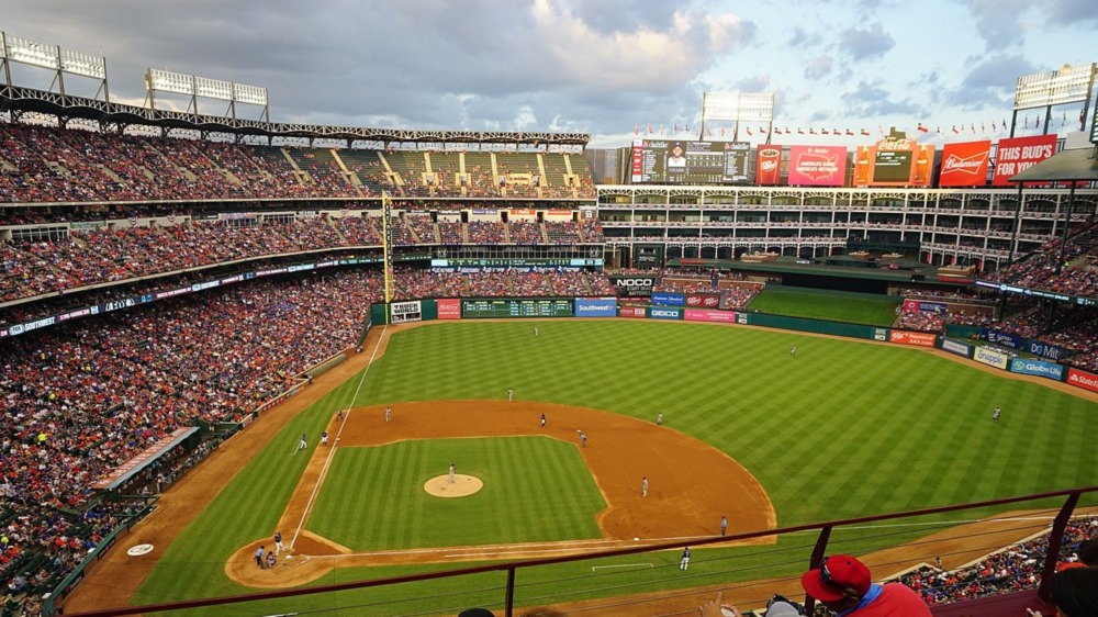 aerial view of Texas baseball stadium 