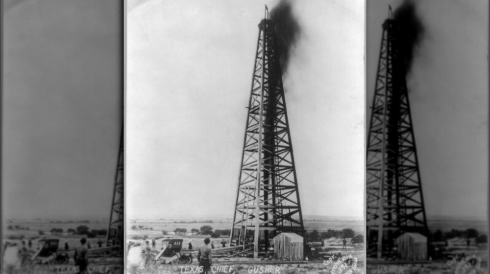 Texas oil well spouting oil
