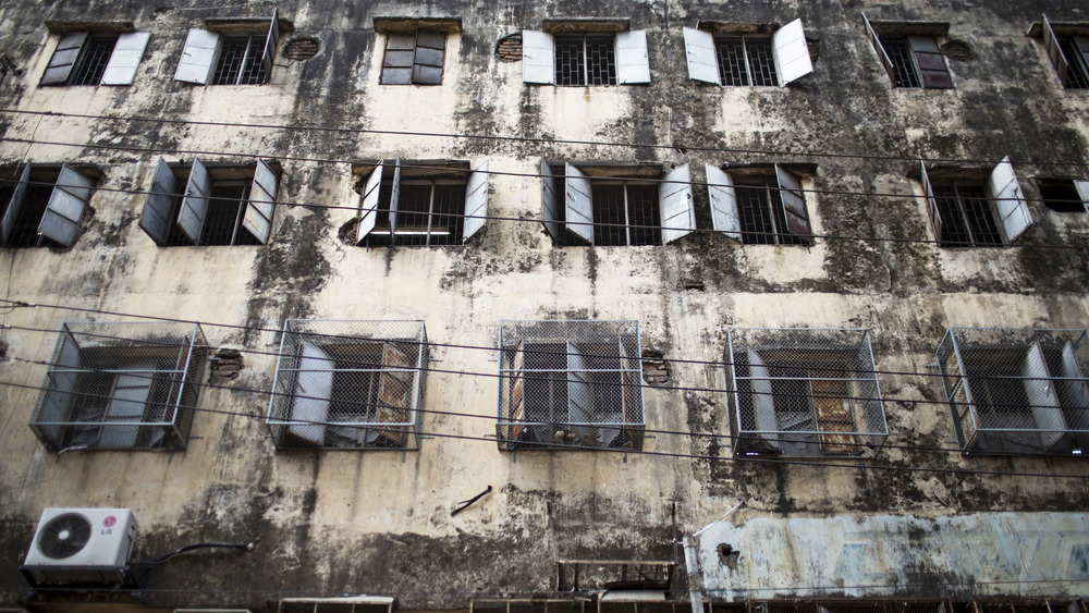 empty and run-down Bangladesh garment factory building 