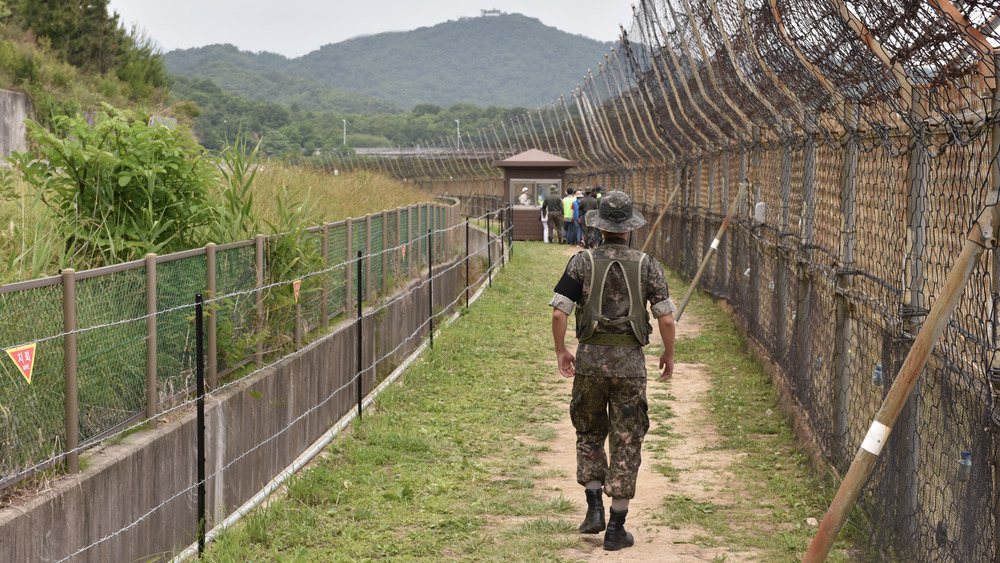 South Korean soldier patrols 