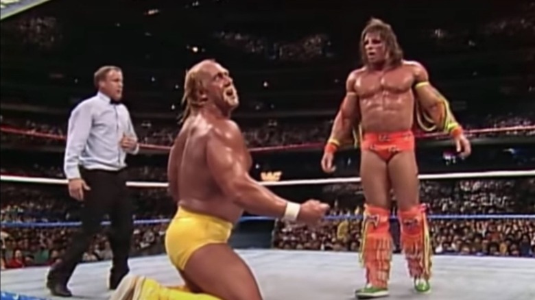 The Ultimate Warrior fighting Hulk Hogan