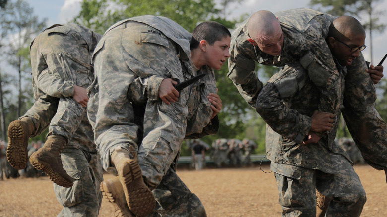 Army Rangers being carried