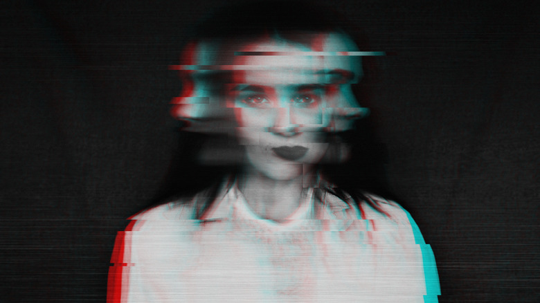 woman's face with glitch effect