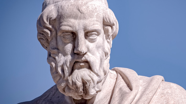 stone statue of Plato