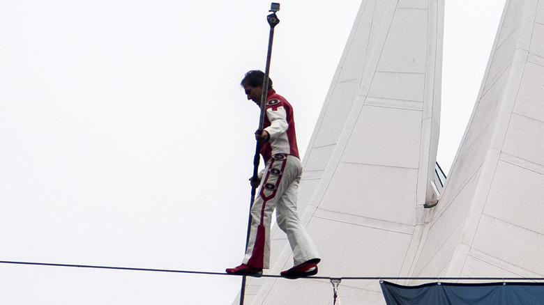 Freddy Nock walking a tightrope