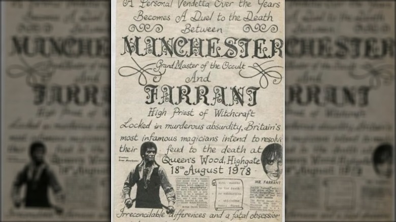 A flyer for the duel between David Farrant and Sean Manchester