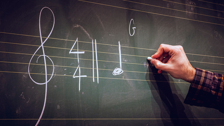 Music class on a chalkboard