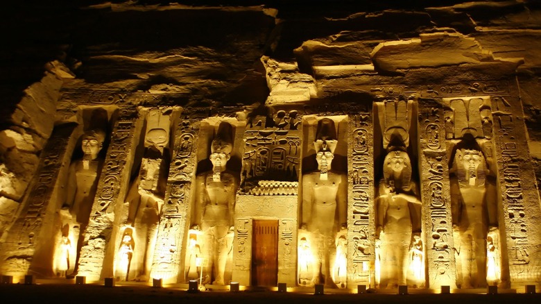Abu Simbel temple lit at night