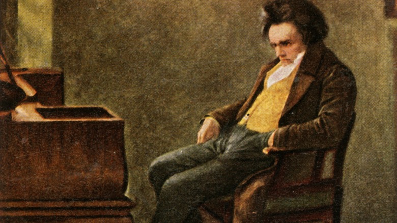 Ludwig van Beethoven at piano