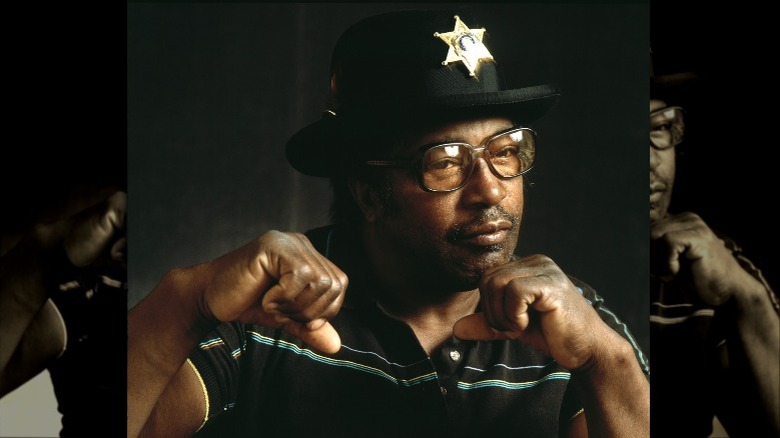 Bo Diddley in deputy sheriff hat