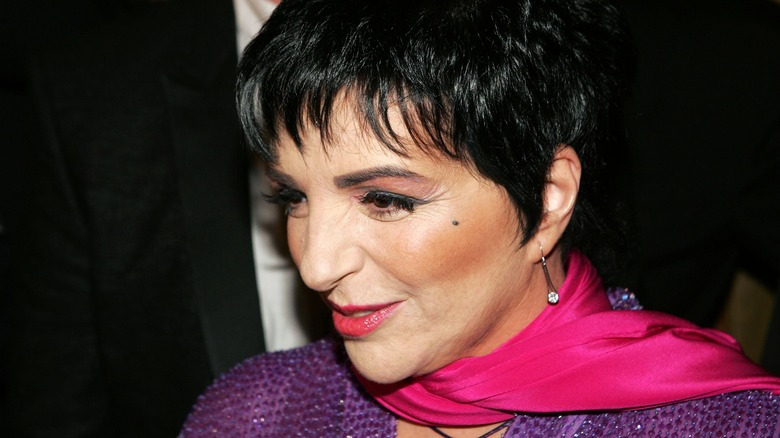 liza minnelli looking down and smiling
