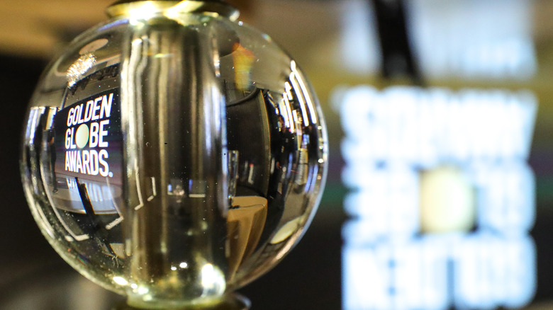 Golden Globe Awards with reflection of sign