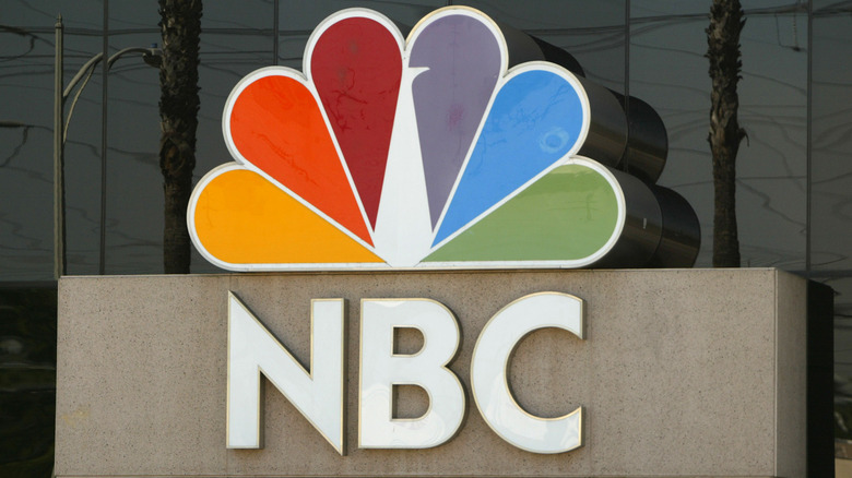 NBC peacock logo on building
