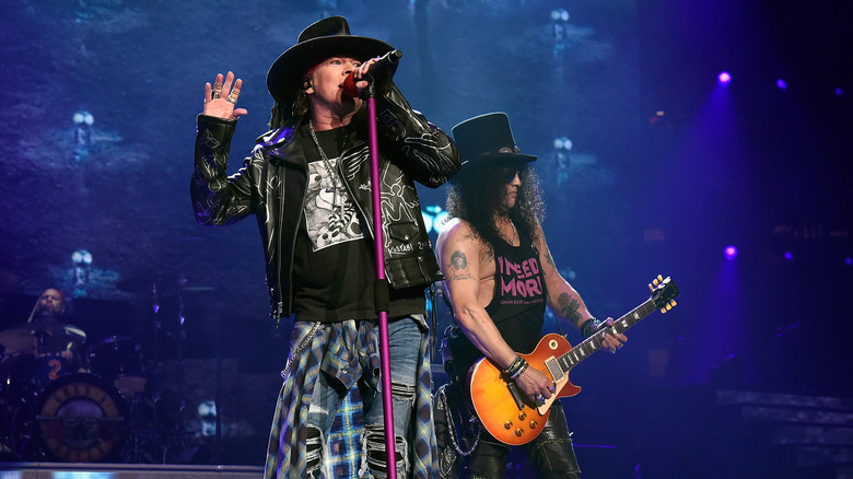 Axl Rose and Slash on stage
