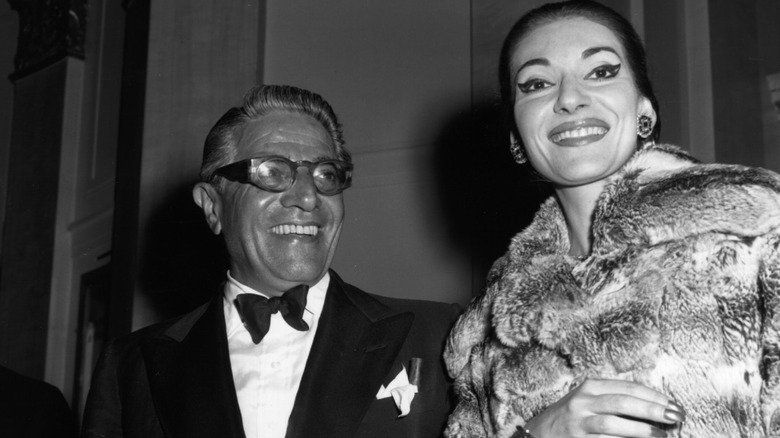 Aristotle Onassis and Maria Callas smiling