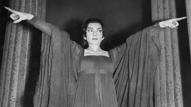 Maria Callas with arms pointing out