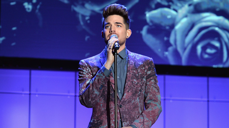 Adam Lambert purple suit