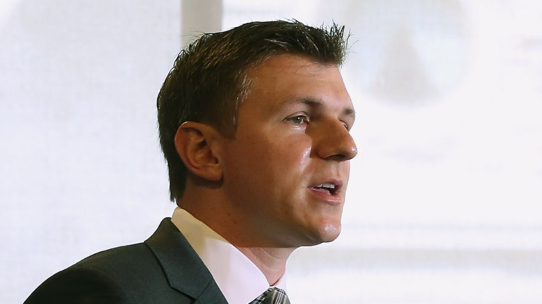 James O'Keefe speaking at a press conference