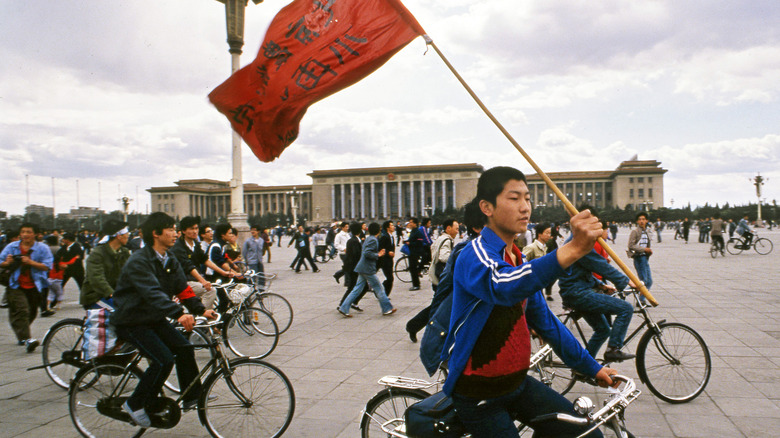 Students with flag