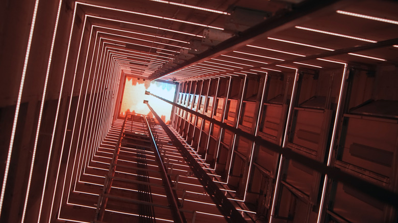 view from a free-falling elevator